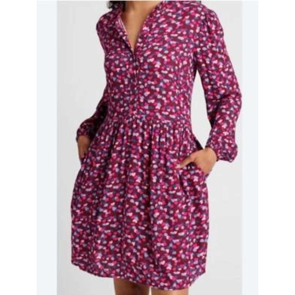 Sugarhill Brighton Danica Smock Dress 14 Burgundy Heart ModCloth Whimsygoth Boho - Picture 2 of 8